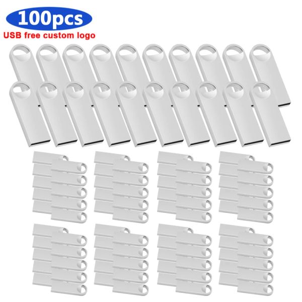 100pcs/lot kalem sürücüsü 64GB 32GB 16GB Pendrive Metal USB Flash Drive 8GB 4GB 2GB 1GB 512MB USB anahtar çubukları ücretsiz lazer