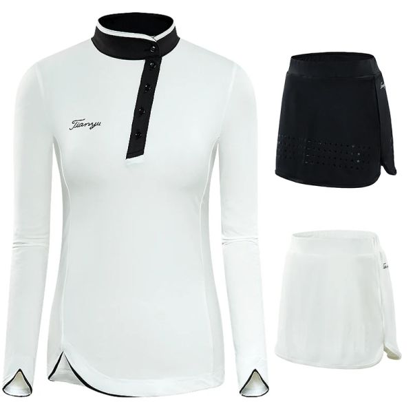 Shorts Women Skort Golf Skirt Sets Spring Autumn Sports Deol Long Sleeve Shirts Ladies Slim Badminton Sports Golf Apparels