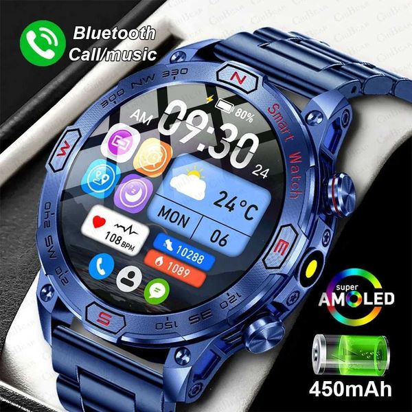 Relvadores de pulso 1 atm a água de esporte inteligente Watch Men com 450mAh Battery Health Monitoramento de saúde Bluetooth CHAMADA OUTRO