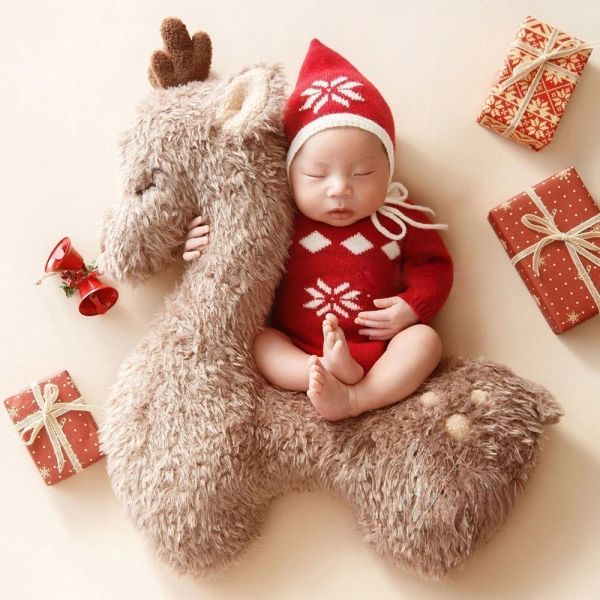 Cuscini per bambini appena nati oggetti di fotografia di peluche bambola di cervo animale in posa cuscinetto per baby -natalizio per scatto