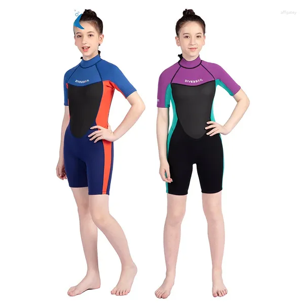 Swimwear femminile 8-16y Kids Youth Neoprene Wetsuit 2,5 mm Surfing Sunsuit Shorts Shorts Shorts Abito per le ragazze bagnate bagnate bagnate.