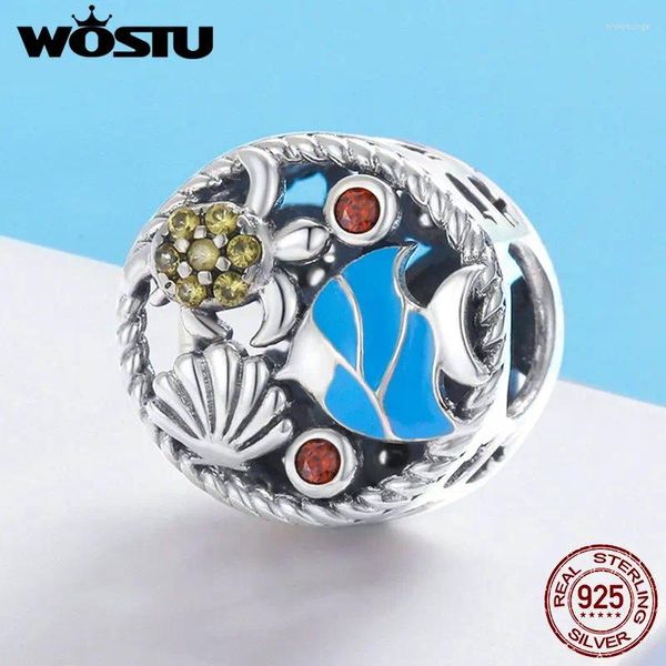 Pietre preziose sciolte Wostu 925 Sterling Silver the Undersea World CZ Charm perline per donne originali Bracciale Bracciale Fai da te che producono FIC683