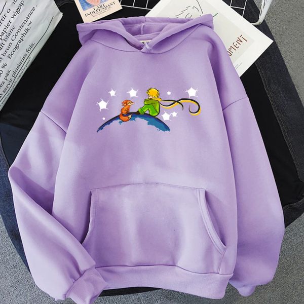 Felpette Little Prince Fox Stamping Hoodie Kawaii Cartoon Hoody Donne uomini vestiti Femmina Felpa di grandi dimensioni Pallover graphic unisex