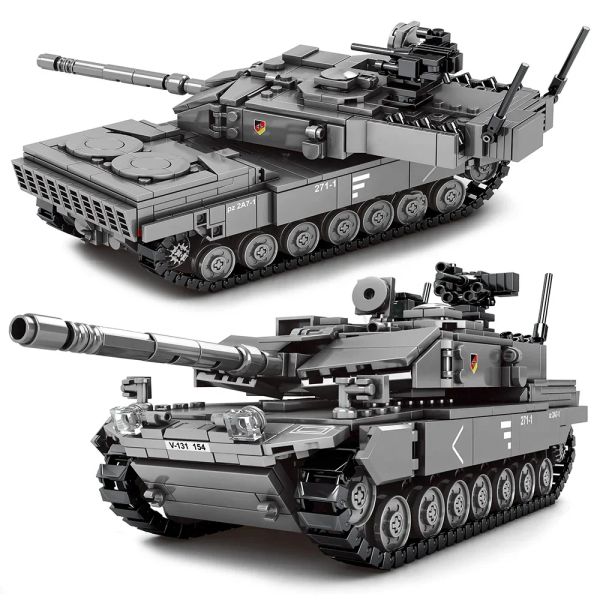 Blocks WW2 Tanks Army Main Battle Battle Tank Military Challenger Leopard 2A7+ Soldier Police Building Building Buildings Bricks Kids Children Toys Gifts