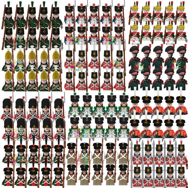 Blöcke Napoleonische Kriege Militärsoldaten Bausteine WW2 Mini Action Figuren Französische britische Fusilier -Gewehre Waffenspielzeug für Kinder