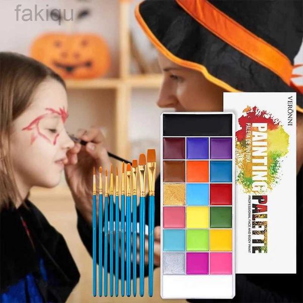 Body Paint 20 Color Face Body Painting Kinder Flash Tattoos Halloween Party Make -up Kleid Schönheit Farbe Palette mit Pinsel Kit Gesicht Make -up D240424