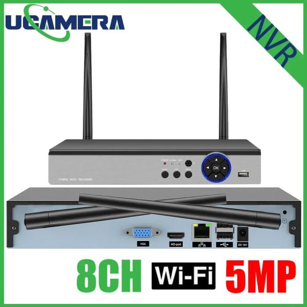 Kameras 8Ch Super Mini Wifi NVR 5MP H.265 Wireless Netzwerk Video -Rekorder für 4K IP -Kamera AI -Erkennung E -Mail -Warnwarnung CCTV -System Xmeye