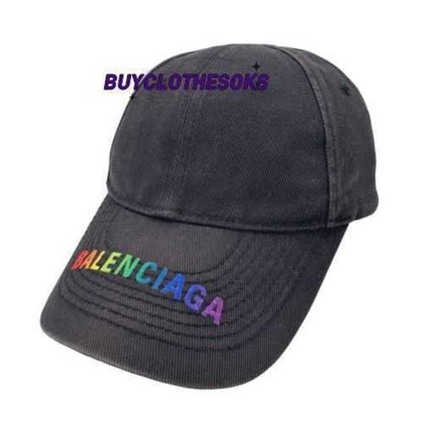 Baseball Cap Designers Hats Luxurys Sport Sport BaseballCaps Hat Gift Blnciaga Rainbow Logo Cappello da baseball Black L 210426 Yu WL