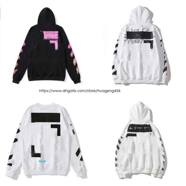 Off White Hoodie Sweatshirts Style Trendy Modepullover gemalter Pfeilkrähenstreifen Loose Hoodie und Damen T -Shirts Off Whitehood Hoodies