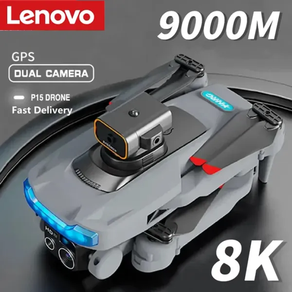 Droni Lenovo P15 DRONE 8K Professional GPS Photografia Dual Camera Evitamento dell'ostacolo Posizionamento del flusso ottico RC 9000M