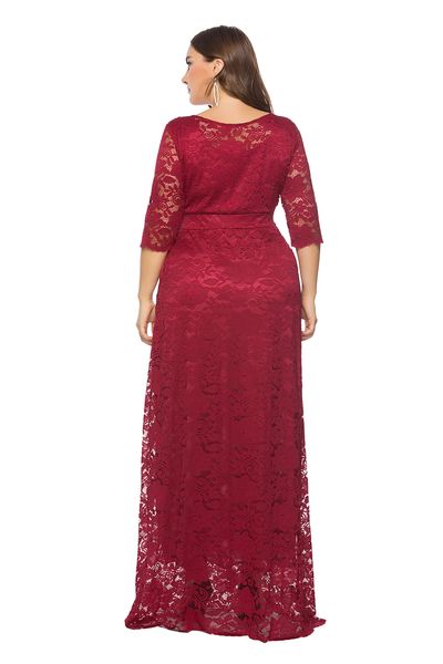 Plus Tamanho elegante e elegante Festa de dama de honra noite Maxi Long Dress com bolso para mulheres qb17