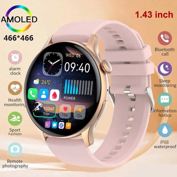 Armbanduhr 2023 Bluetooth Call Women Smart Watch Amoled Full Touch Fitness IP68 Water of Water of MUMS SmartWatch Lady Clock + Box für Android iOS 240423