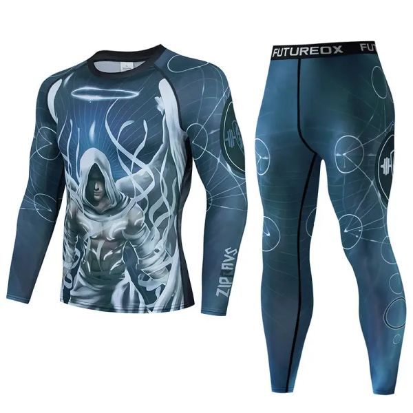 Defina o Men's Muay Thai Men MMA Kickboxing Sport Sport Terno BJJ Rashguard T camisetas