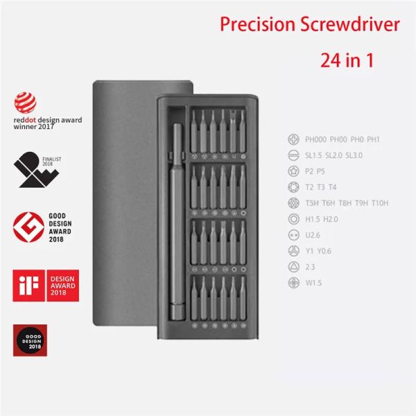 Acessórios Xiaomi Chave de fenda Kit 24 Bits magnéticos de precisão DIY Conjunto de fenda desmontável Conjunto de mini -ferramenta Caso para reparo de telefone para PC para PC inteligente