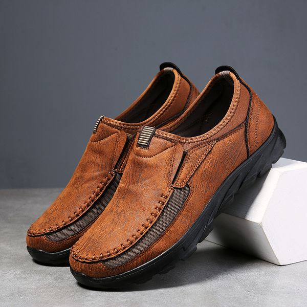 Scarpe da uomo di grandi dimensioni Mastichi e traspiranti Scarpe da lavoro da uomo Scarpe pigra britanniche Scarpe da papà di mezza età Scarpe casual Scarpe Brane Black