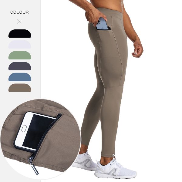 Strumpfhosen Herren Sport Lycra laufen Leggings Strumpfhosen Reißverschluss Tasche Hochwertige Kompressionshosen Sportswear Basketball Fitnessstudio Rush Guard Fit Fit