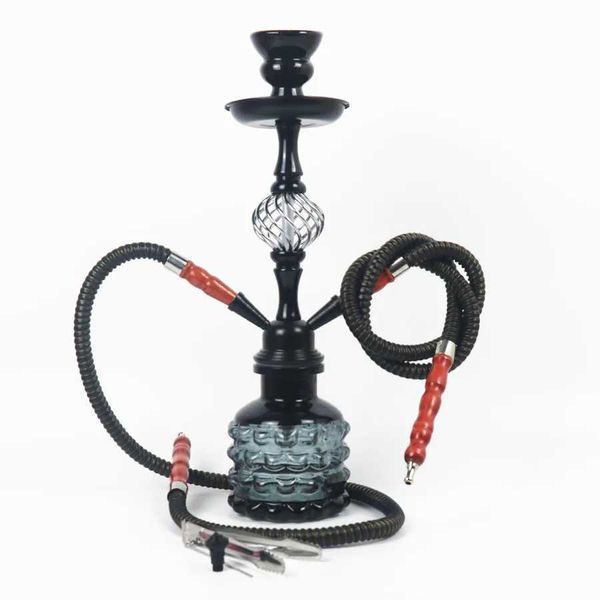 Raucherrohre Arabisch Shisha Set kleines Doppelglasflaschen Rauchstack Keramikschüsselschlauchzubehör für Geburtstagsgeschenke eignen sich für Familie T240423