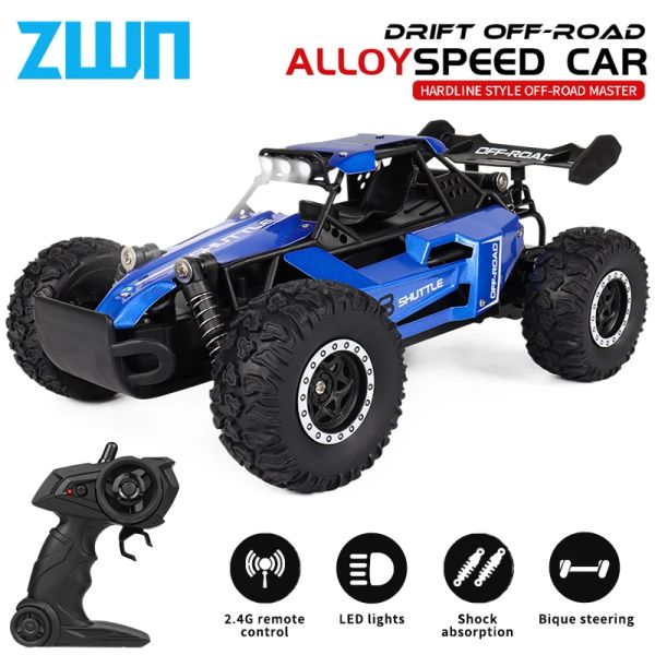 Autos Zwn 1:16 2.4gh Modell RC Auto mit LED -Leuchten 2WD Offroad Fernbedienung Kletterfahrzeug Outdoor Cars Spielzeug für Jungen Mädchen Geschenke