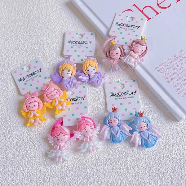 Acessórios para cabelos 2pcs desenho animado sonhador anjo garotas fofas elásticas bandas princesas laços de bebê