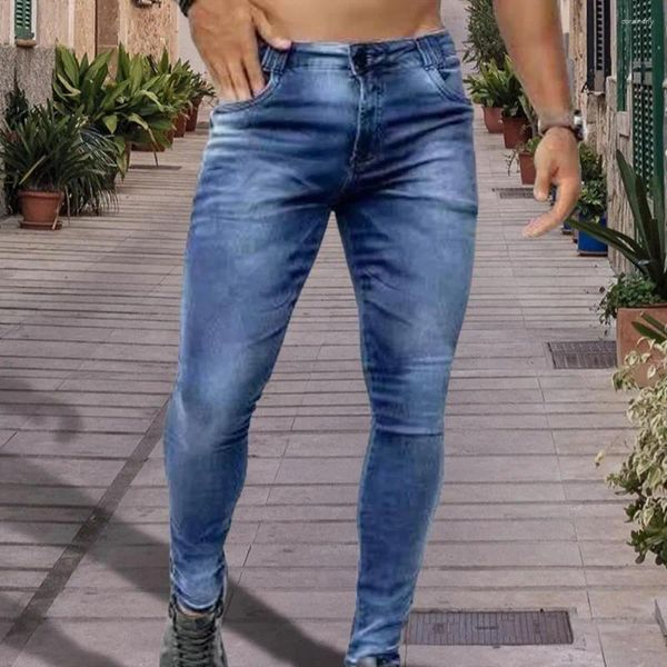 Herren Jeans Trendy Denimhose Feste Farbfarbresistent Wear-Resistante Männer für tägliche Tragenpartyschule