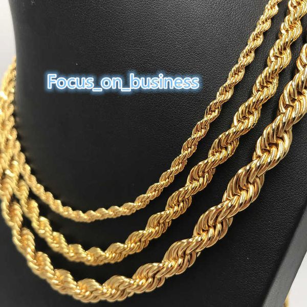 Atacado Tamanho personalizado Jóias de aço inoxidável 3mm 4mm 5mm 6mm 6 mm Hip Hop Gold Chain Chain Colar