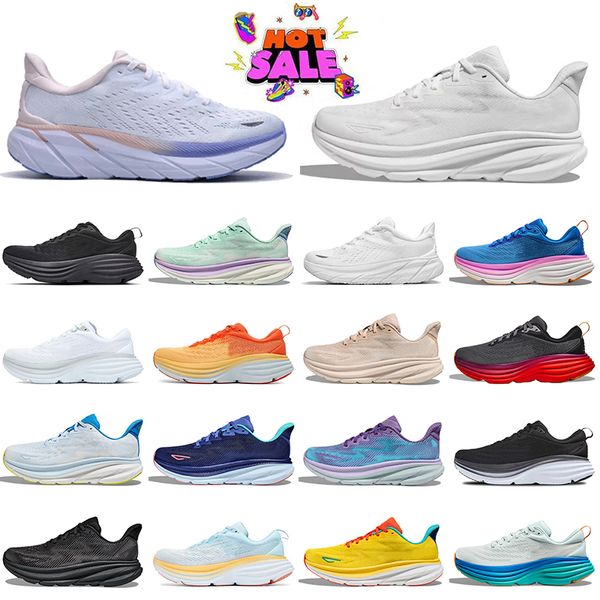 Top Mesh Cloud Cloud Athletic People Shoes Running Running Clifton 9 Bondi 8 Carbono X 2 Treinadores Triplos Branco Black Caminhando Externo Esportes ao ar livre Corredores