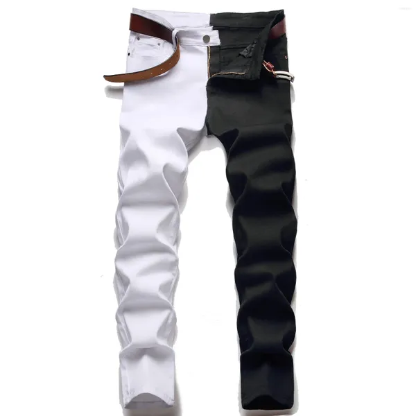 Jeans maschi due colori giunti in pantaloni casual e pantaloncini gialli rosso verde rosso