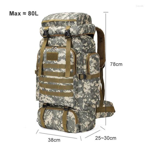 Mochila Camuflagem à prova d'água Tática de grande capacidade Mochilas do exército masculino Camping Bag de montanhismo ao ar livre