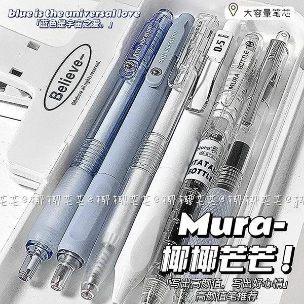 6PCS Minimalist Stationery Pen Koreaner fashionblau weiße Farbe Simplicity Schule 0,5 mm schwarzer Tinten Sammelalbum Schüler