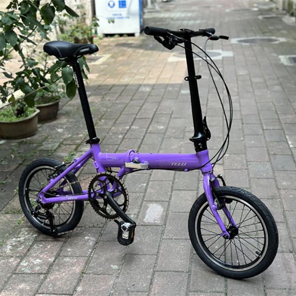 Fahrrad 16 Zoll 7 Geschwindigkeiten Klappernrad Aluminiumlegierung Rahmen Mini Velo Falten Sie tragbares Kinderfahrrad Pendeln BMX
