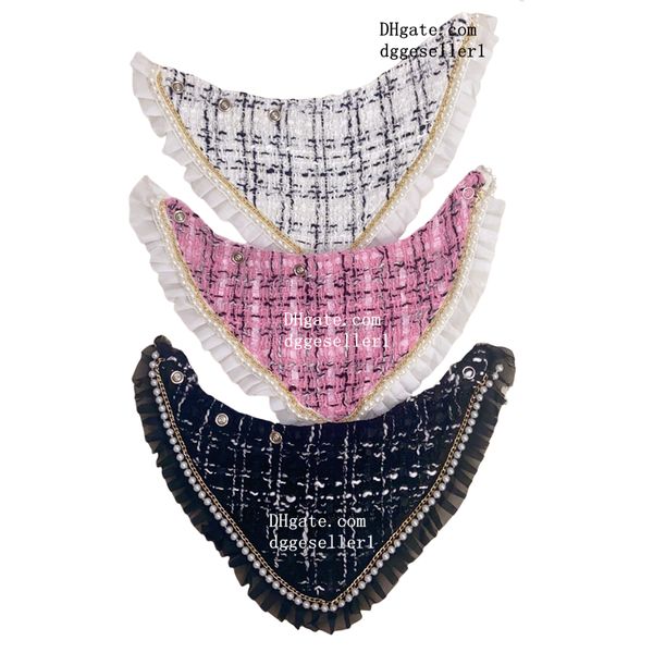 Designer Hund Bandana Hochzeitskatze Kostüm, verstellbares Hundegeburtstagsbandana, schöne Lace Girl Hunde Triangle Schal mit niedlichem Perlenabzeichen für kleine mittelgroße Hunde Pink 748