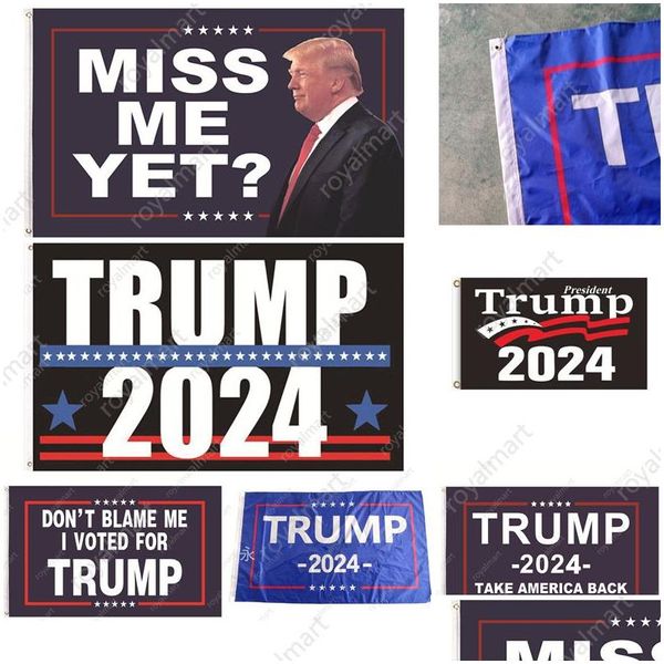 BANNER BANDS DHS entrega rápida 3x5ft Trump Miss Me No Yas Campaign US 2024 Eleição votada para bandeira Drop Home Garden Festive Party Suppli Dhouy