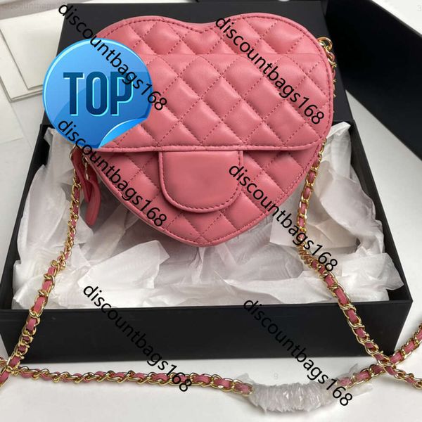 bolsa de corpo transversal de bolsa de coração bola de bolsa de bolsa crossbody saco de bolsa de couro para bolsa de ombro Mini Heart Love With Gold Sling 18cm Sacos baratos ll