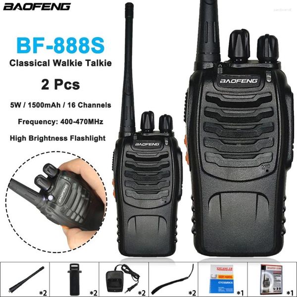 Walkie talkie 2p bf-888s baofeng portatile 888s radio a due vie classiche 5w 16channels 1500Mah UHF 400-470MHz Interphone wireless