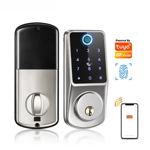 Управление SMART APP Электронное Deadbolt Lock Pingsprint Отпечатка RFID -карта код кода вход в запись ключа Tuya Ttlock Smart Door Lock для дома