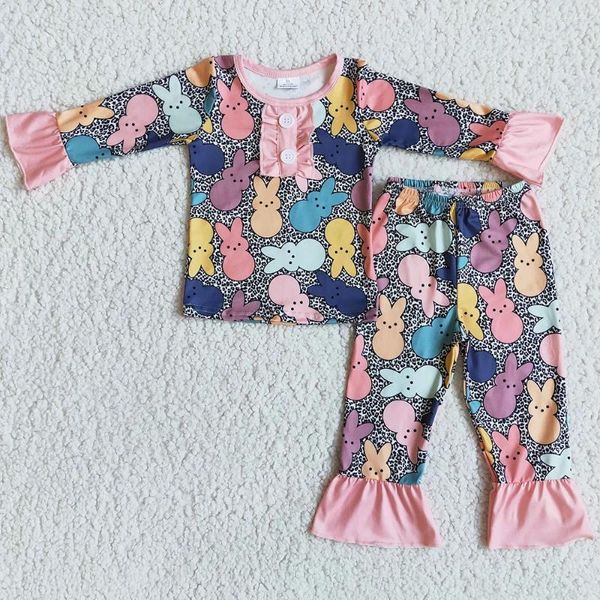 Set di abbigliamento da bambine all'ingrosso abbigliamento per bambini abbigliamento boutique bambini pigiami pasquale grazioso moda notturna