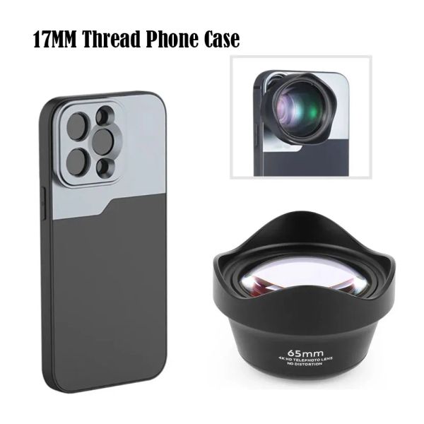 Filtreler İPhone 15 Pro Max Plus için 17mm İplik Telefon Kılıfı, 2x Makro Lens Kiti 65mm lens İPhone 15 Pro Max için Distorsiyon Değil Telefon Lensleri