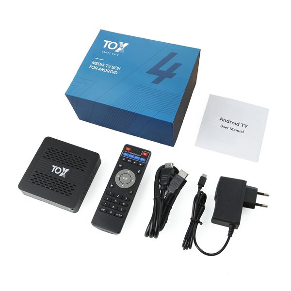 TOX4 Android 13 Caixa de TV inteligente 4GB 32 GB com RK3528 WiFi dual 1000m LAN BT5.0 Suporte H.265 4K 60fps dlna USB3.0