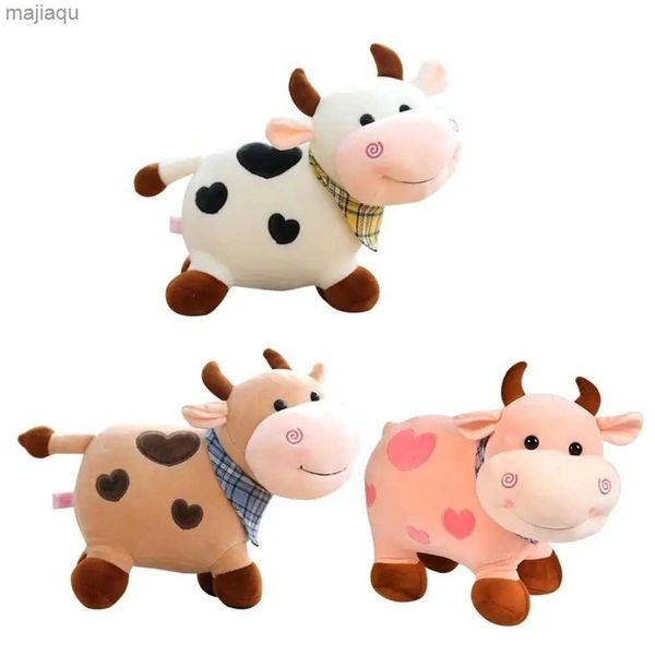 Bonecas de pelúcia desenho animado de vaca fofa de gado macio de animais de gado de gado de pelúcia kawaii para meninas algodão boneca de pelúcia de pelúcia decorativa em casa