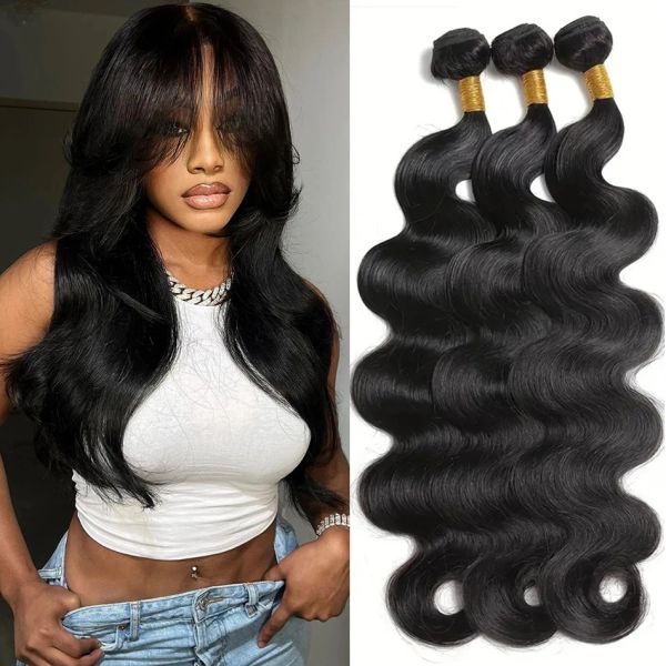 Parrucche bundle di onde del corpo capelli umani tessitura brasiliana capelli glutess weave 32in bundle trattano le estensioni di peli del fascio di onde sciolte naturali