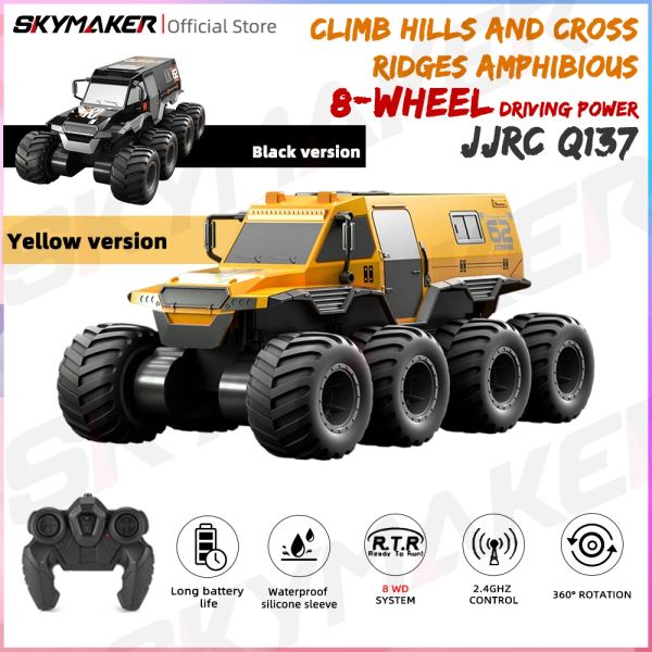 AUTO JJRC Q137 8WD RC CAR 2.4G Amplibario Truccino telecomandata a 8 ruote Scarbina fuori strada per veicoli blindati impermeabili per bambini giocattoli per bambini