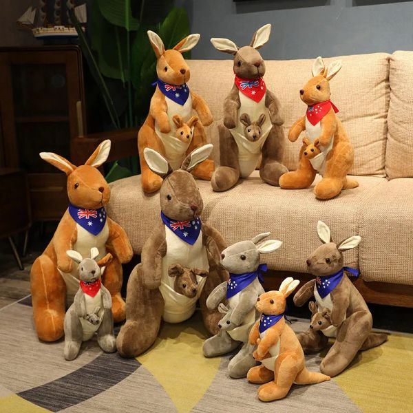 Cuscini 32/45/55/65 cm Cute Mother Child Kangaroo Plush Polsh Toys Kawaii Big Size Kangaroo Plushie Custine di cuscinetti da cuscinetto per bambini bambino