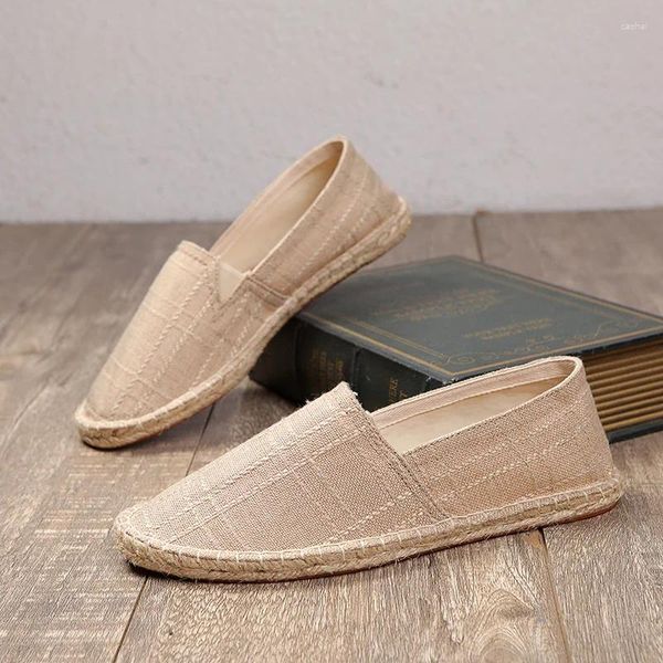 Lässige Schuhe 2024 Sommer -Espadrilles für Männer Leinen Männer handgefertigtes Weberfischer Mode Flats Big Size 47