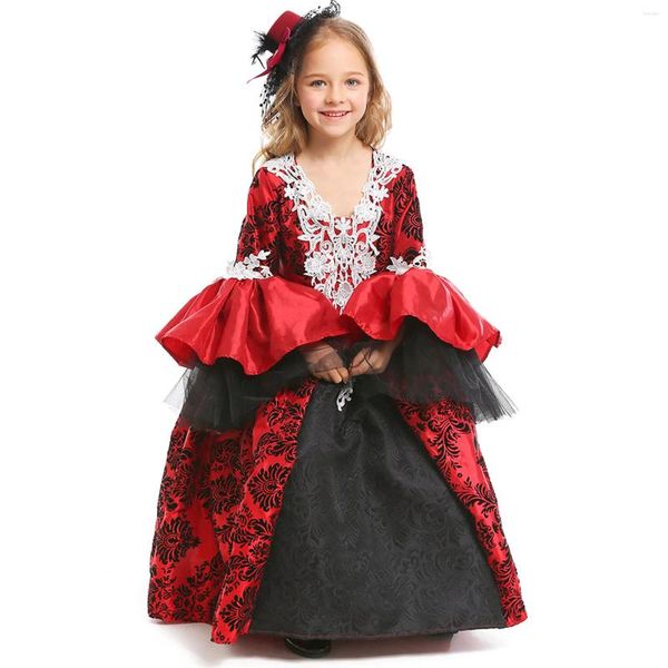 Vestidos de menina meninas fantasia figurina medieval chique de cosplay baile de trajes de halloween para crianças princesa vitoriana presente de aniversário