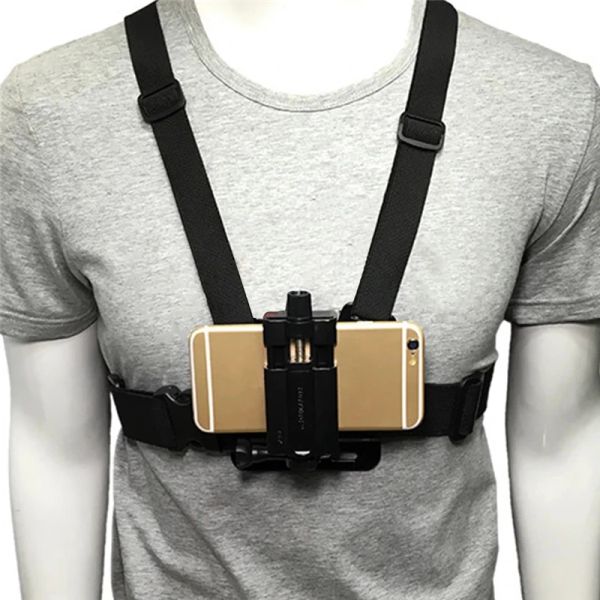 Dış cep telefonu klipli eylem kamera ayarlanabilir kayışlar Stand cep telefonu göğüs montaj kablo demeti kayış tutucu Xiaomi iPhone için