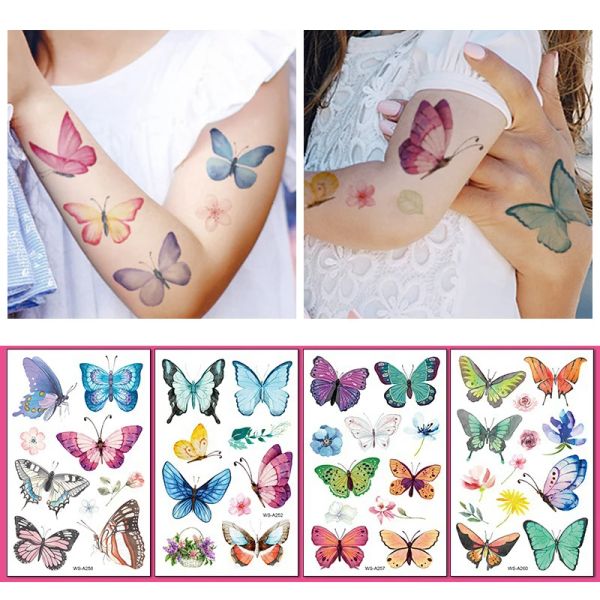 Tattoos Skin Tattoo Tattoo Adesivo Falso Tatuagem Temporária Armor Arma Face Tatuagem Removível Butterfly Startador de Borboleta para Childre