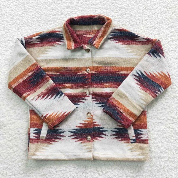 Hemden Neugeborene Baby Bluse Western Azteken Body Girl Boy Boy Button Down Säugling Langarmhemd Kleinkind Herbst Kinder Taschenkleidung