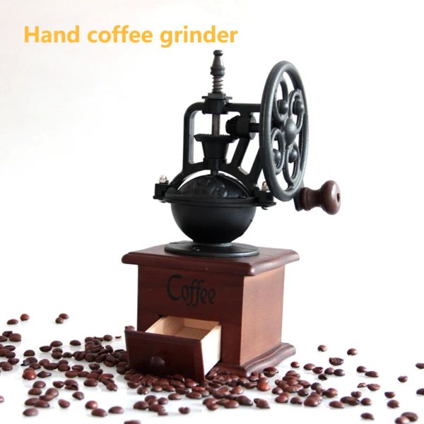 Smerigliatrici vintage manuale retrò macinacapelli panoramica panoramica a mano fodera per caffè creatività domestica mulino piccola macchina da caffè