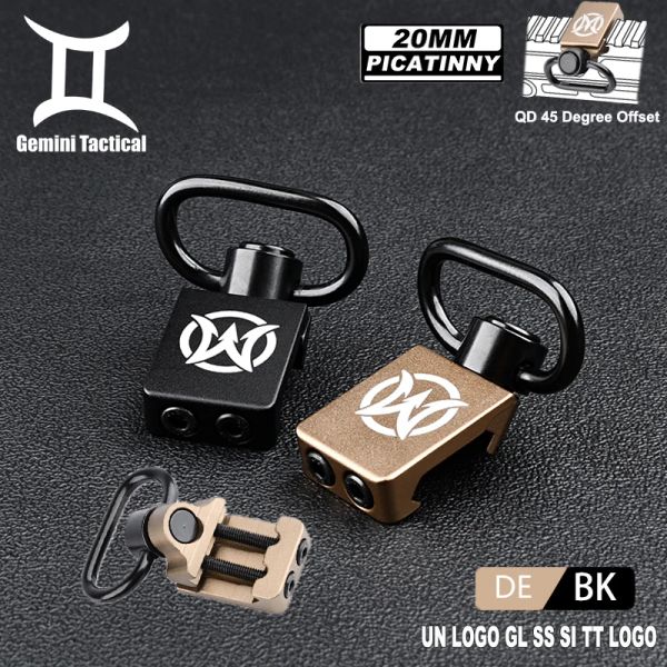 Luzes metal tático qd sling montagem qd 45 graus sling suportes adaptador para 20 mm de base trilhos wadsn e si gloc acessórios de caça