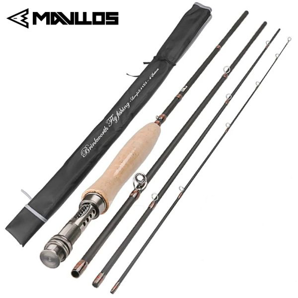 Accessori Mavllos 8ft 2,4 m/9ft 2,7 m Fibra di pesca a mosca Fibra di carbonio 3/4 5/6 WT MEDICA MEDIALE FAST AZIONE MUSHINE CORNO 4 secne Fly Rod leggero